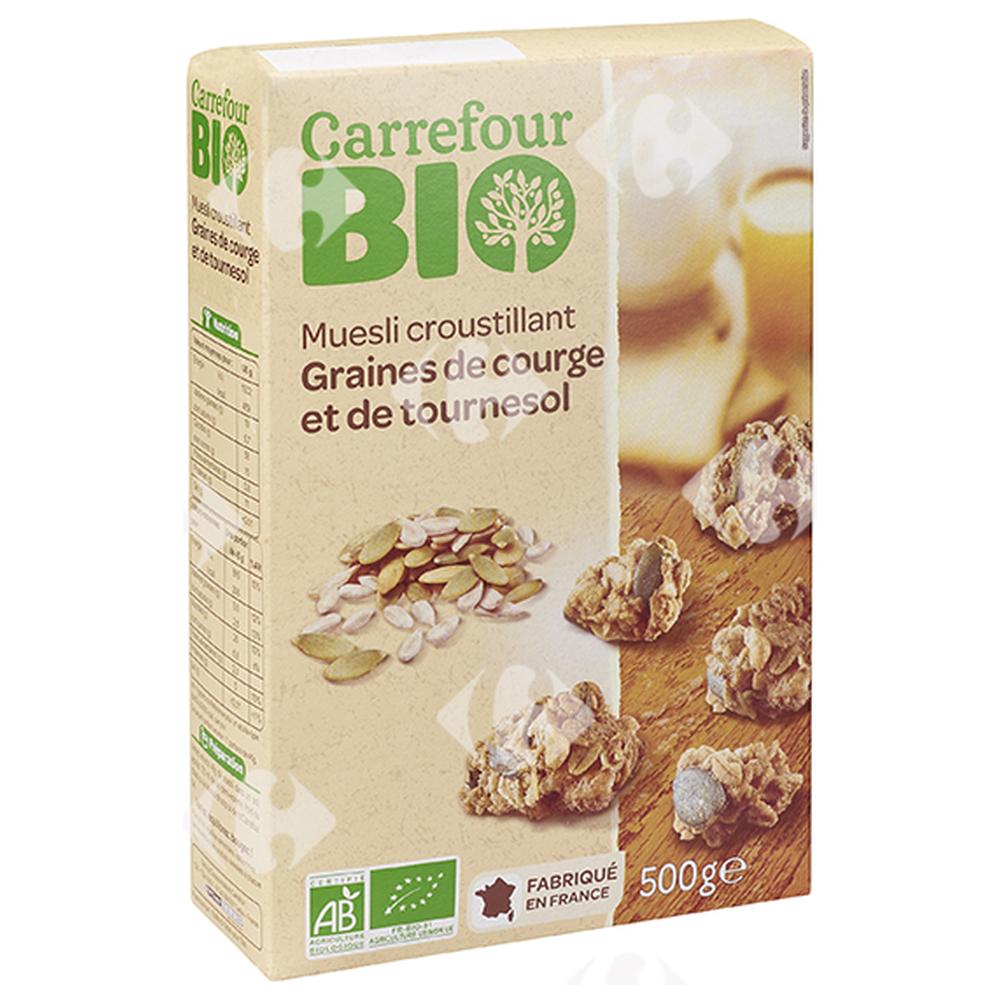 [552839] Muesli Croustillant Graines de Courge et de Tournesol Carrefour Bio 500g