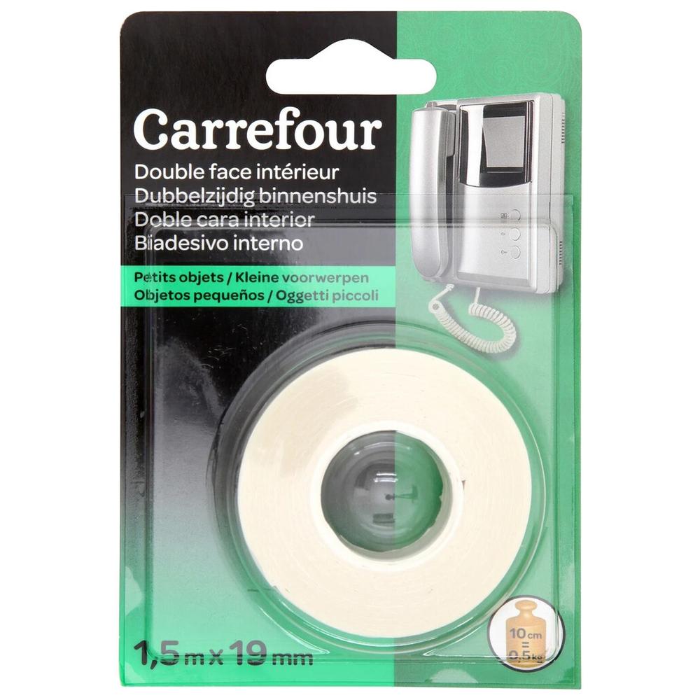 Ruban Intérieur Double Face Carrefour 5mx19mm.