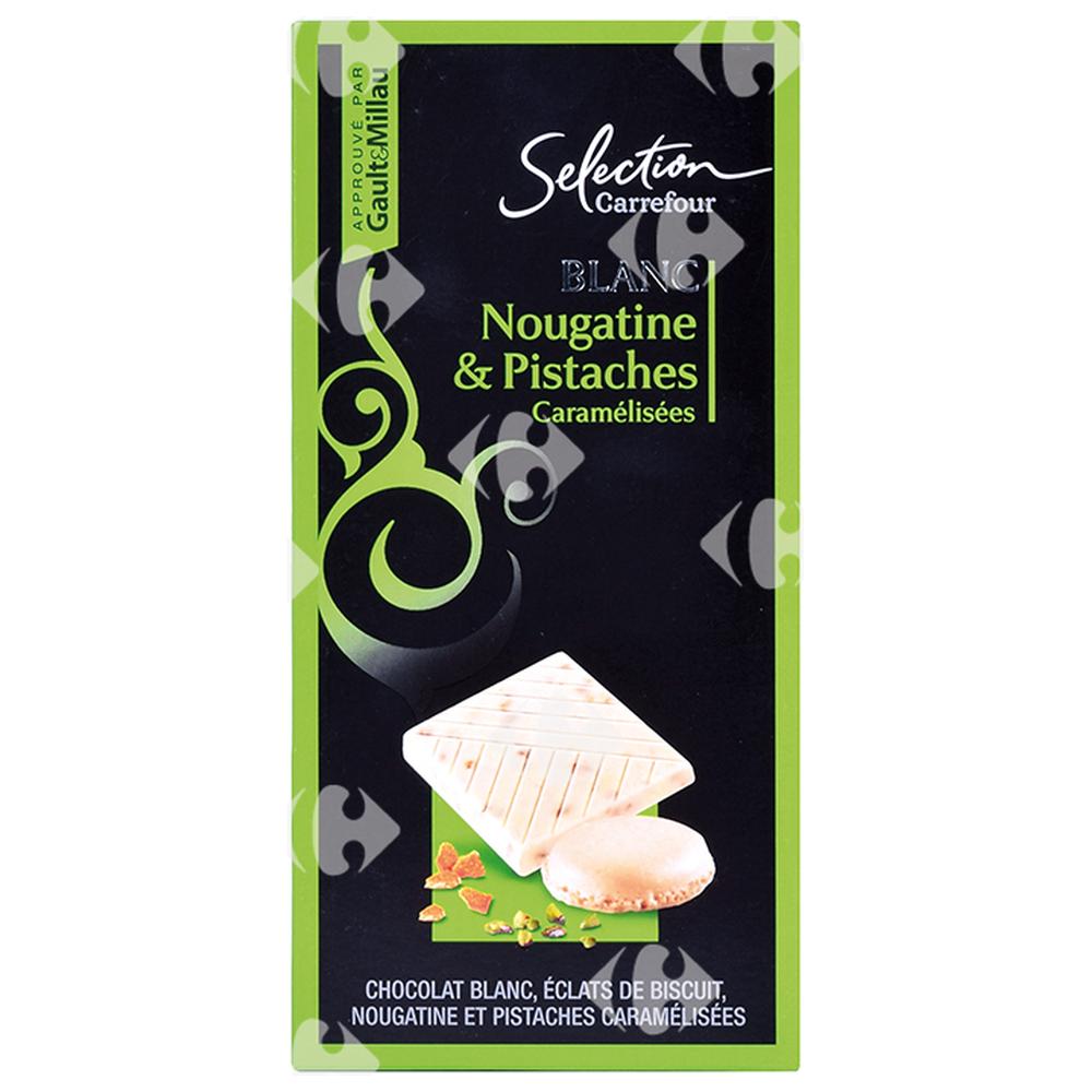 [570907] Tablette Chocolat Nougatine Pistache Carrefour Select 100g