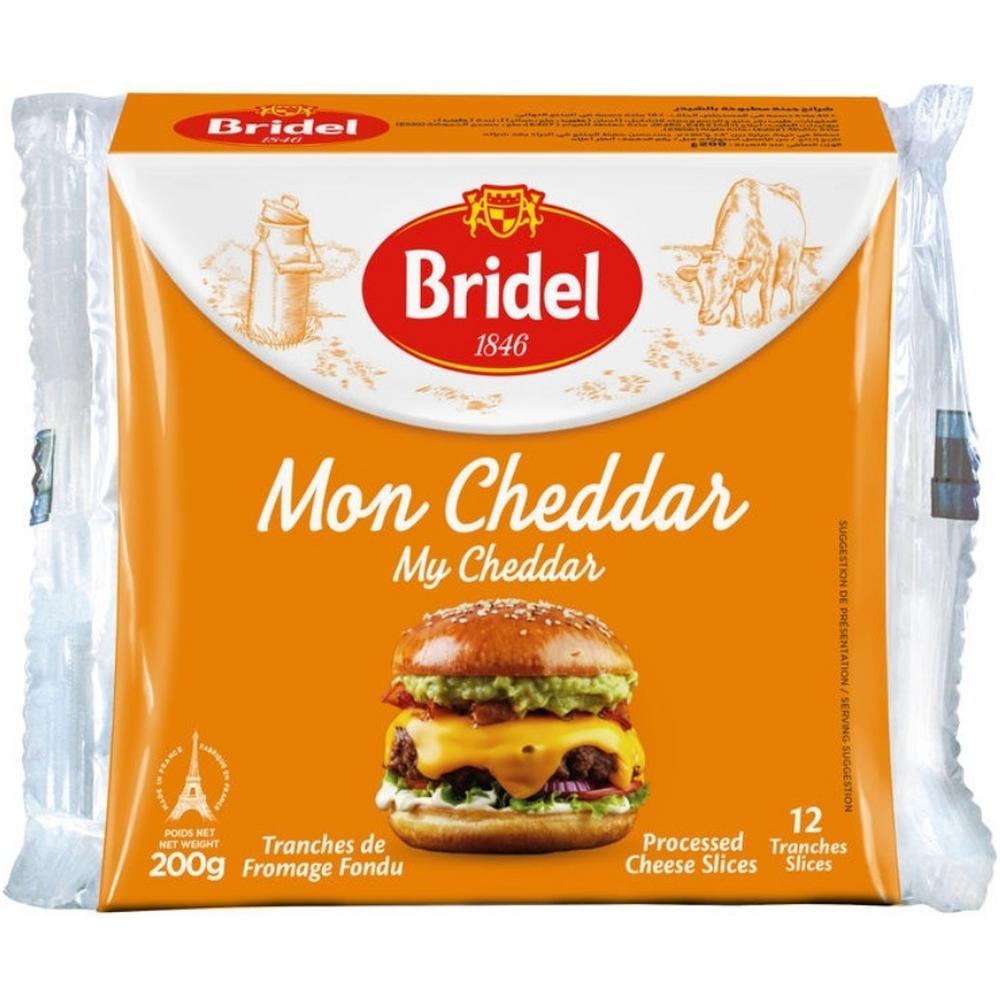 [590354] Fromage Fondu Cheddar 40% Bridel 12 Tranches 200g