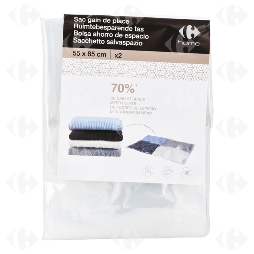 [654877] Housses de Rangement sous Vide 55x85cm Carrefour Home 2 unités