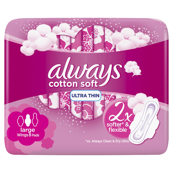 [419231] Serviettes Hygiéniques Cotton Soft Ultra Thin Large Always 8 unités
