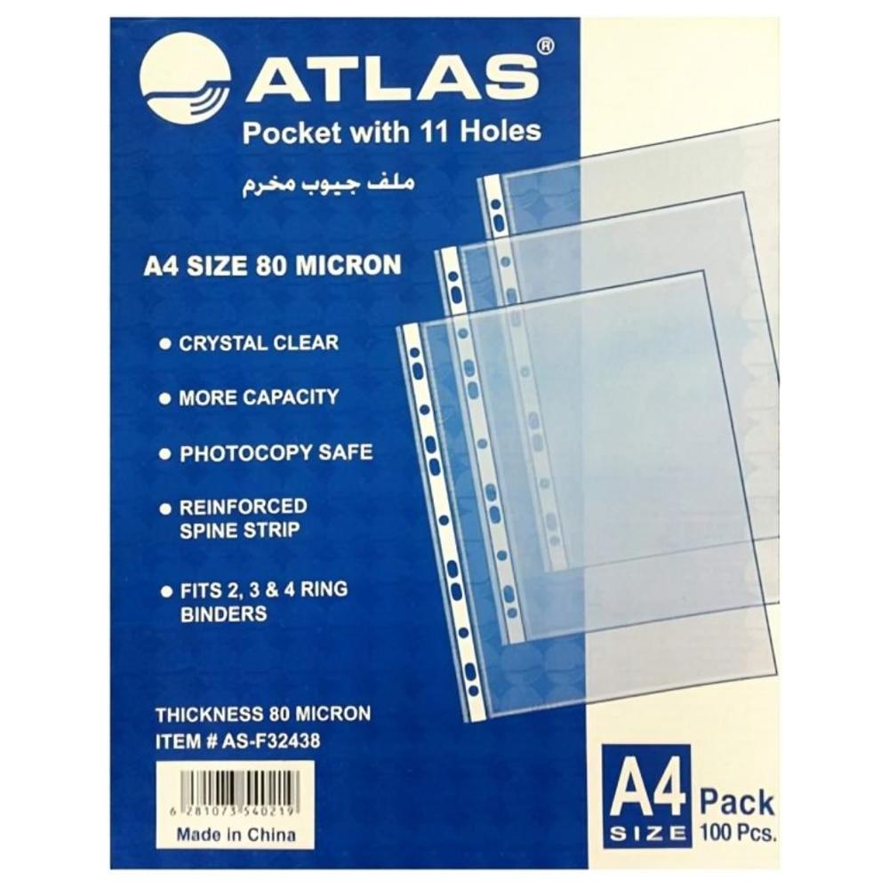 Paquet Pochette Perforées Atlas 100 pièces