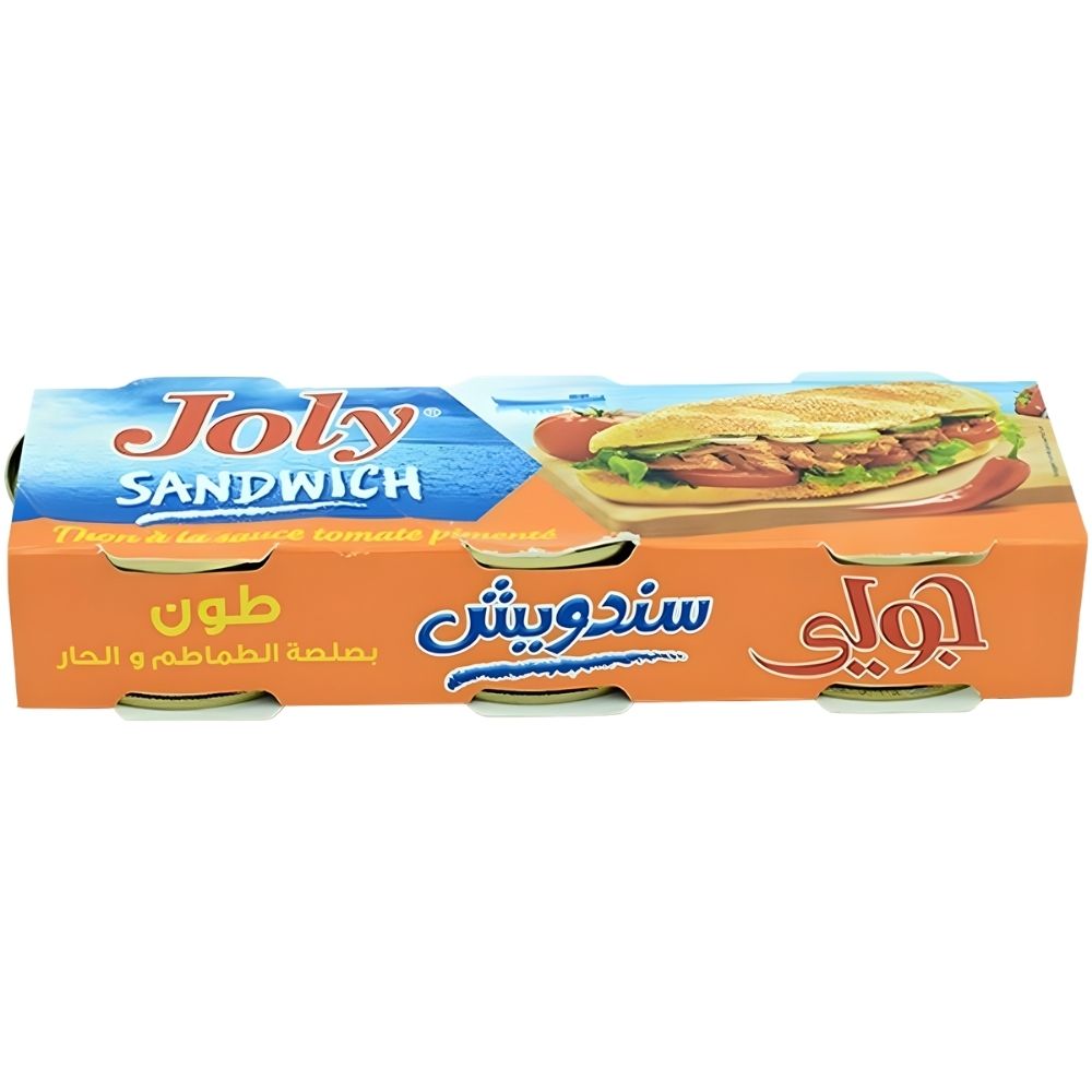 Pack de Trois Conserves de Thon Sandwich à la Sauce Tomate Pimentée Joly 80g