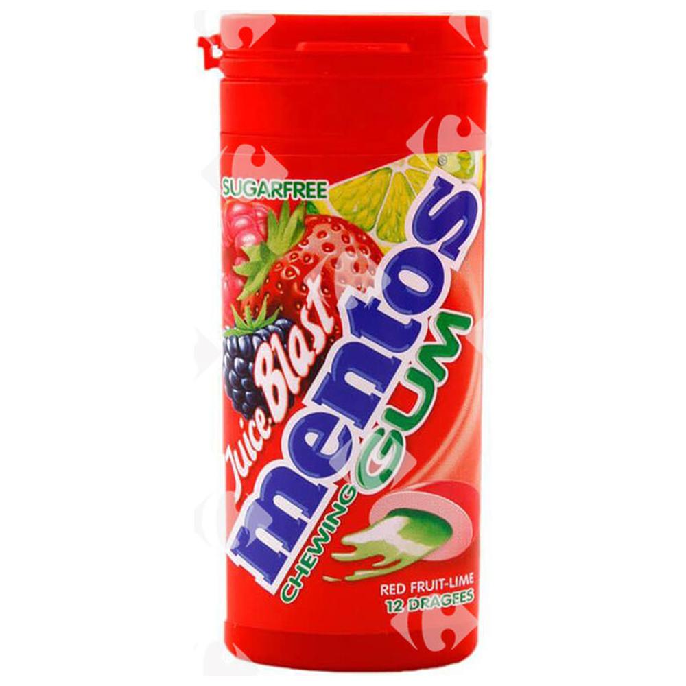 [356434] Chewing-Gum Fourré Fruits Rouges sans Sucres Mentos 12 unités