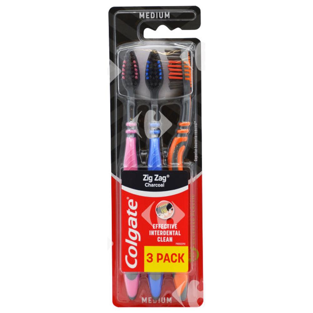 Brosse à Dents Charcoal Zig Zag Colgate 3 feuilles