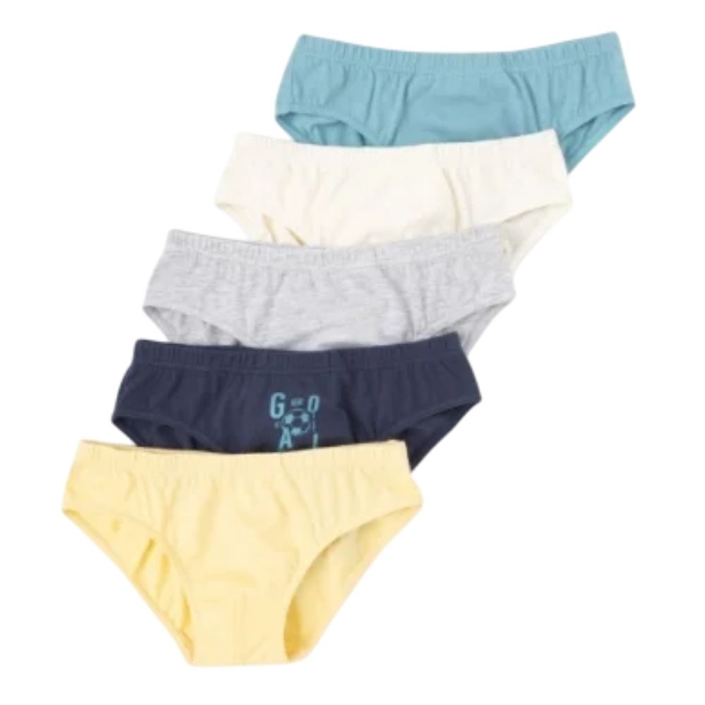 [701911] Slip Garçon Jaune/Gris/Bleu 5 pièces