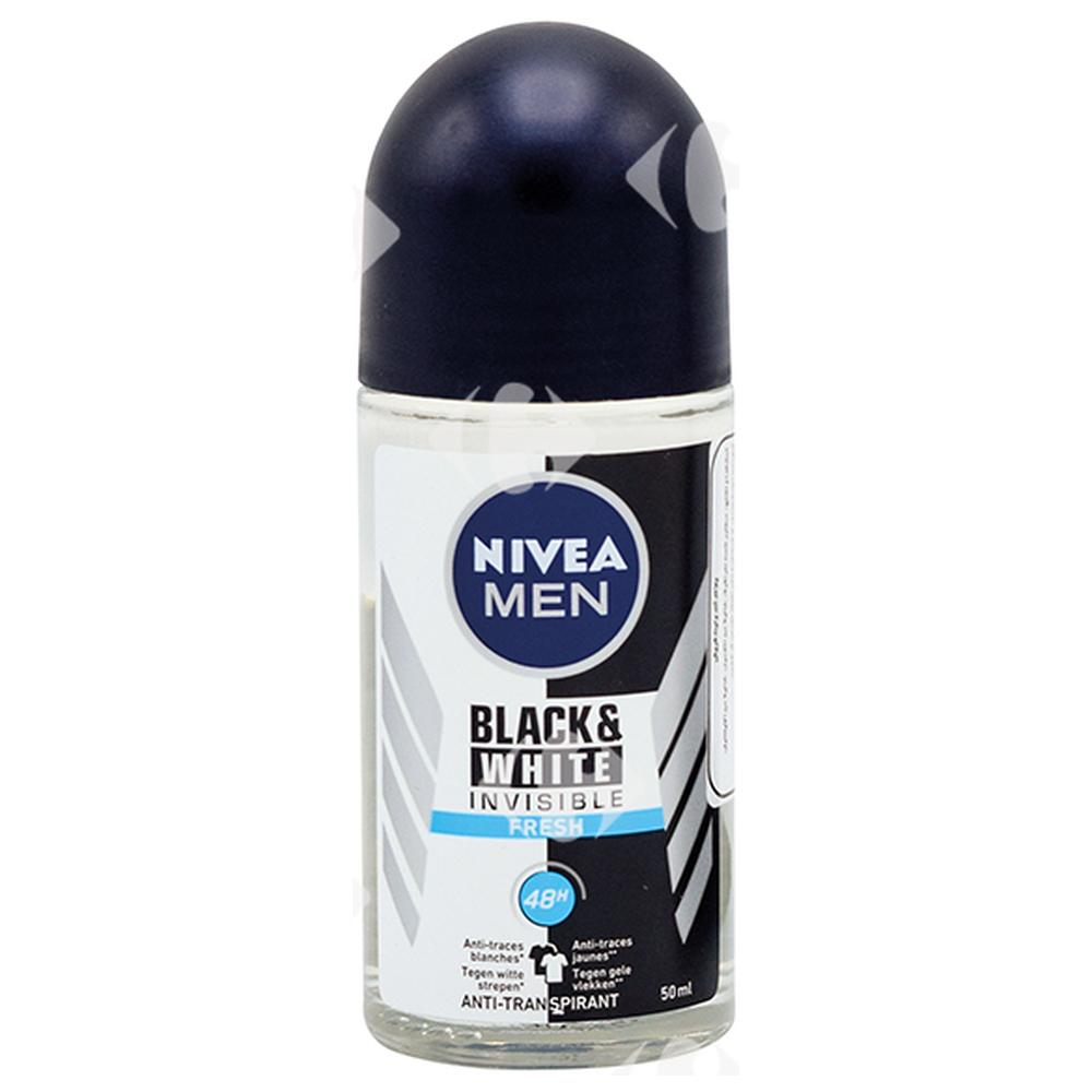 [607846] Déodorant Homme Invisible Black & White Fresh Roll-on Nivea Men 50ml