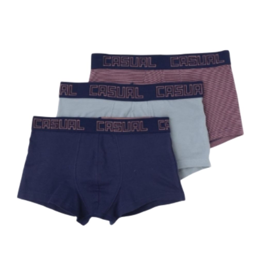 [717492] Lot 3 Boxers Homme Casual Marine
