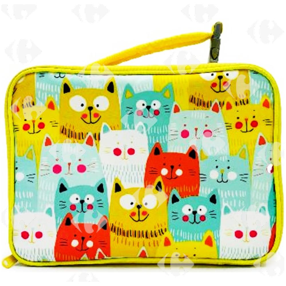 Sac à goûter carré tissu satiné 19x26x10cm (couleur aléatoire)