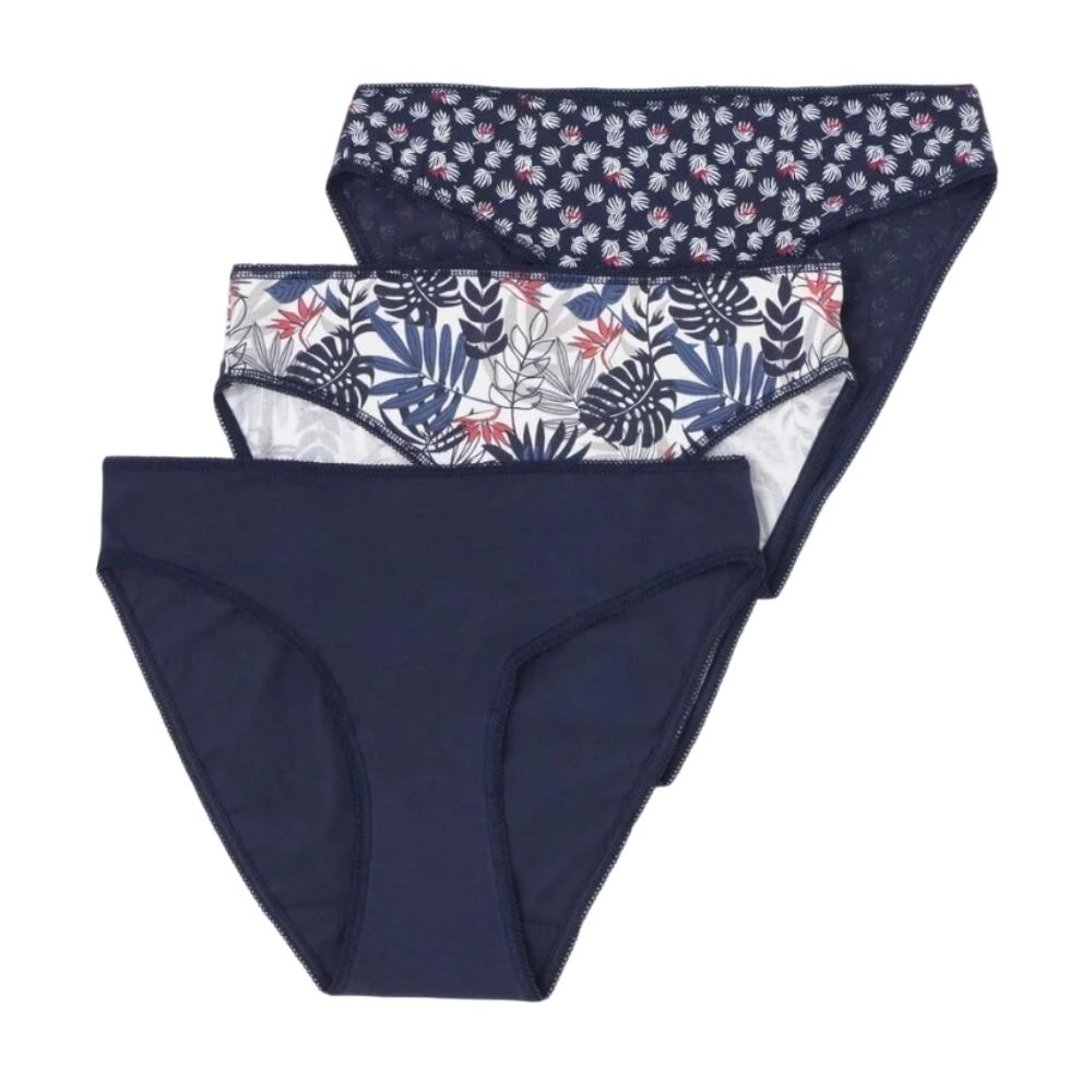 [691577] Lot 3 Slips Femme Fantaisie Bleu Marine