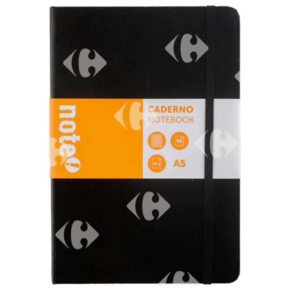 Carnet Quadrillé Couverture Rigide Élastique Noir Note A5 96 feuilles 80g