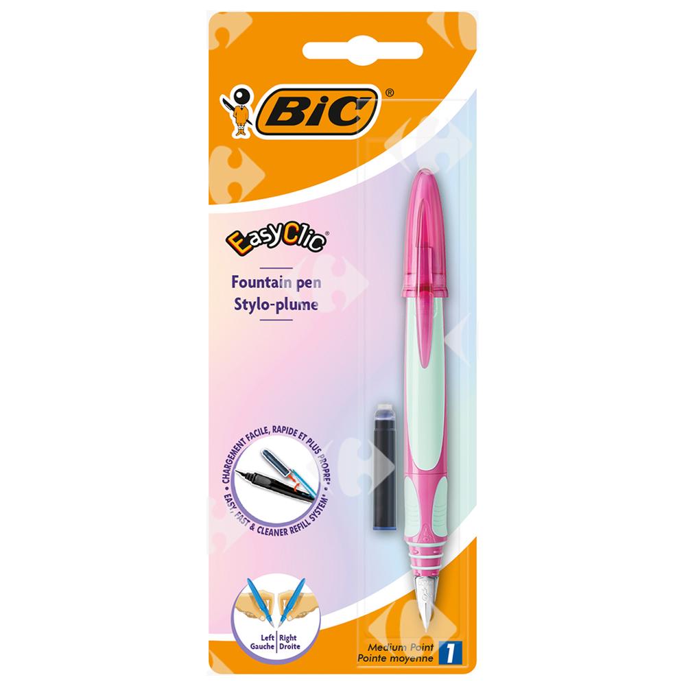 Stylo Plume EasyClic Medium + Cartouche d'Encre Bleu BIC