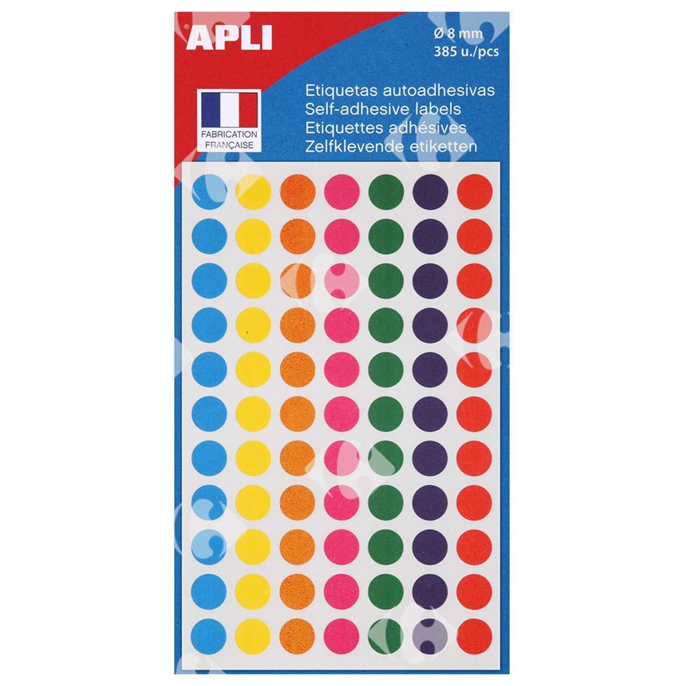 [217656] Étiquette Autoadhésive Multicolores APLI diamètre 8mm