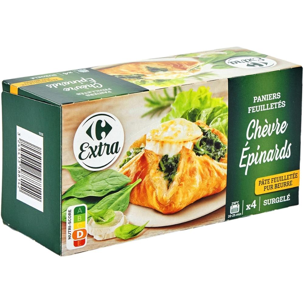 Feuilletés Chèvre Épinard Carrefour 100g 4 unités.