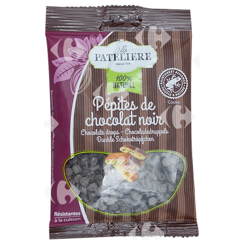 Pépites de Chocolat Noir Naturel La Pateliere 100g.