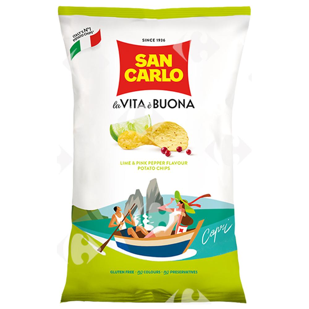 Chips Citron Vert et Piment Rose Sancarlo 50g.