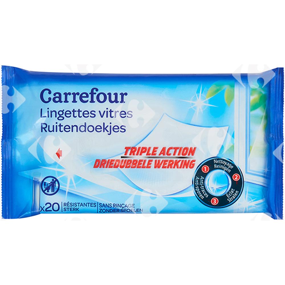 [396834] Lingettes Vitres Triple Action Carrefour 20 feuilles