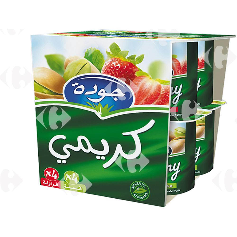 Pack Yaourt Brassé Fraise et Pistache Cremy Jaouda 8x110g.