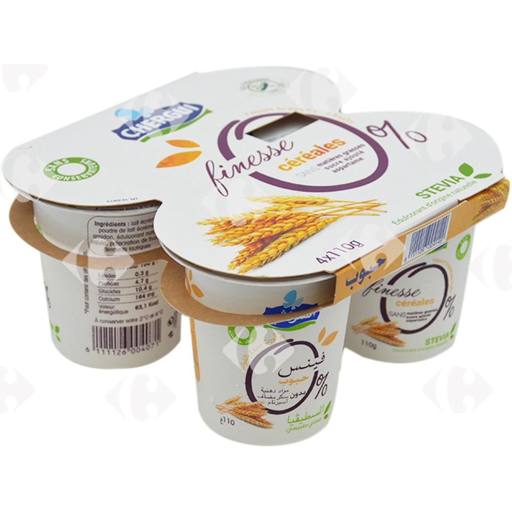 Pack Yaourt Brassé Céréales 0% Finesse Chergui 4x110g.