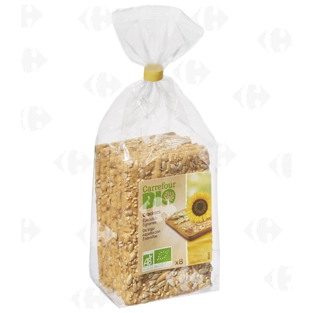 [666652] Crackers Bio Épeautre 3 Graines Carrefour Bio 8x200g