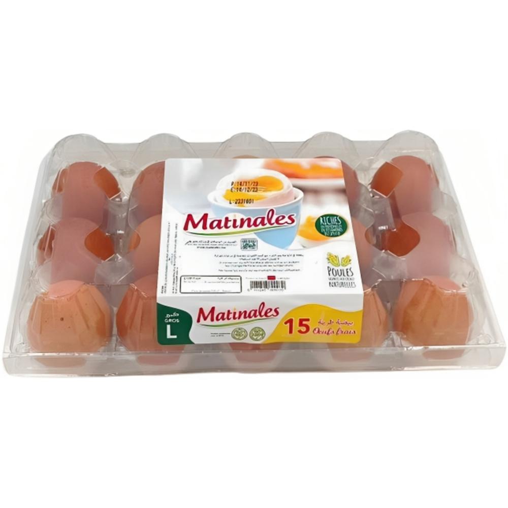 [64197] Œufs Gros Calibre Matinales 15 unités.