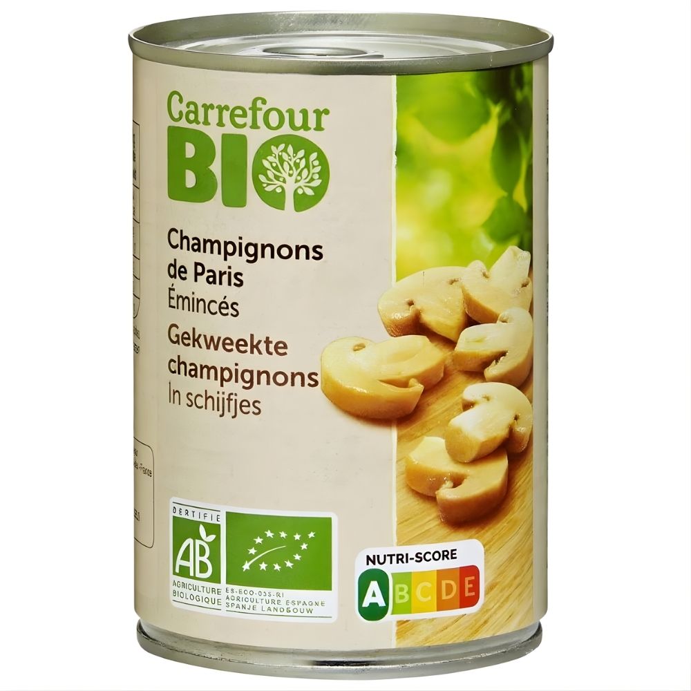 [689569] Conserve Champignons de Paris Émincés Bio Carrefour Bio 400g