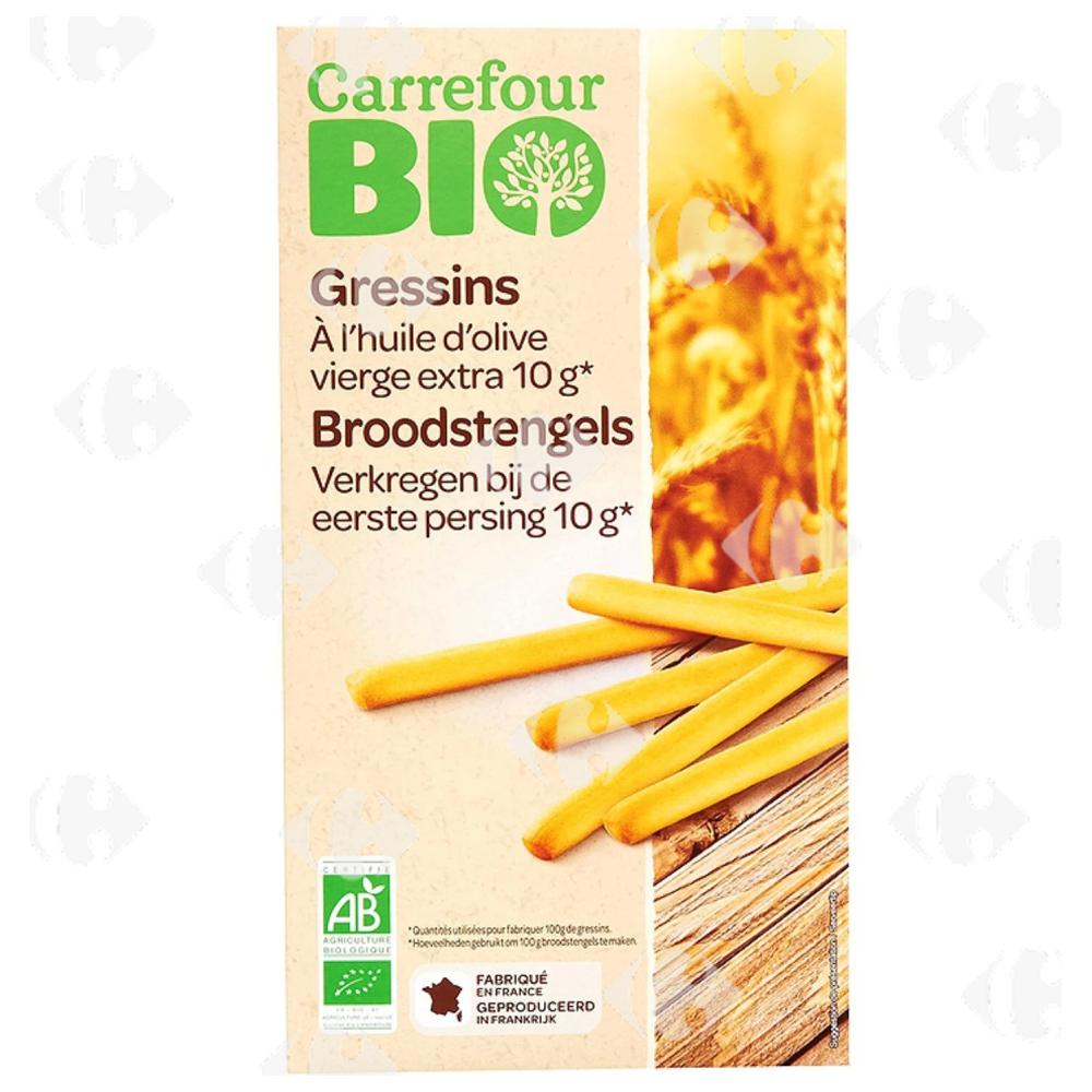 [613352] Gressins Bio à l'Huile d'Olive Vierge Extra Carrefour Bio 125g.