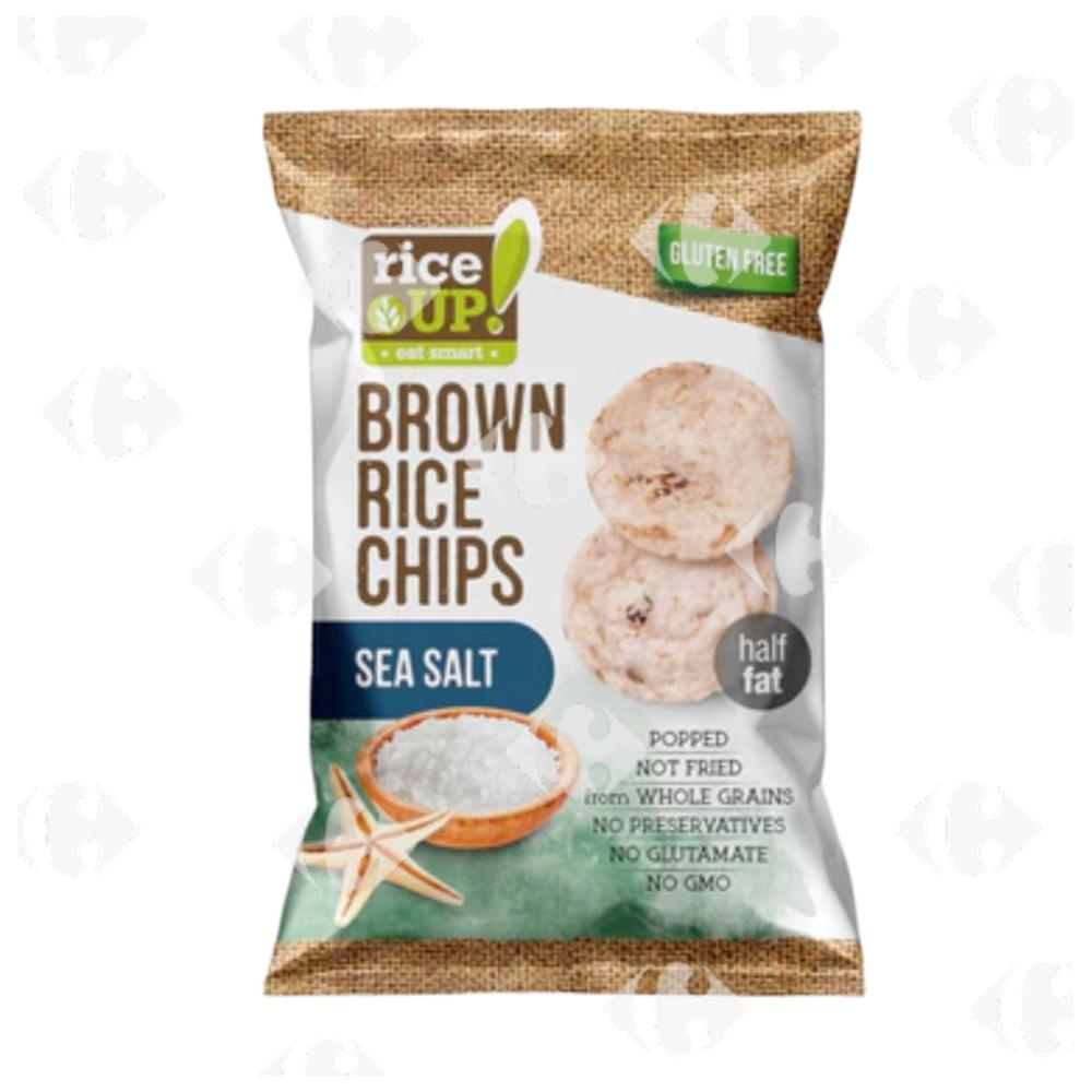 Chips de Riz Brun Arôme Sel de Mer Sans Gluten Rice Up 60g.