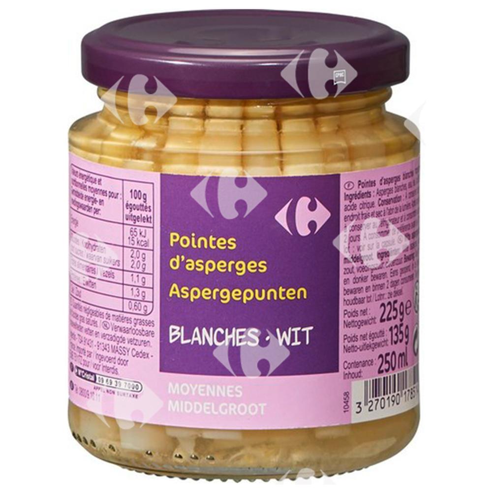 Pointes d'Asperges Blanches Carrefour 135g