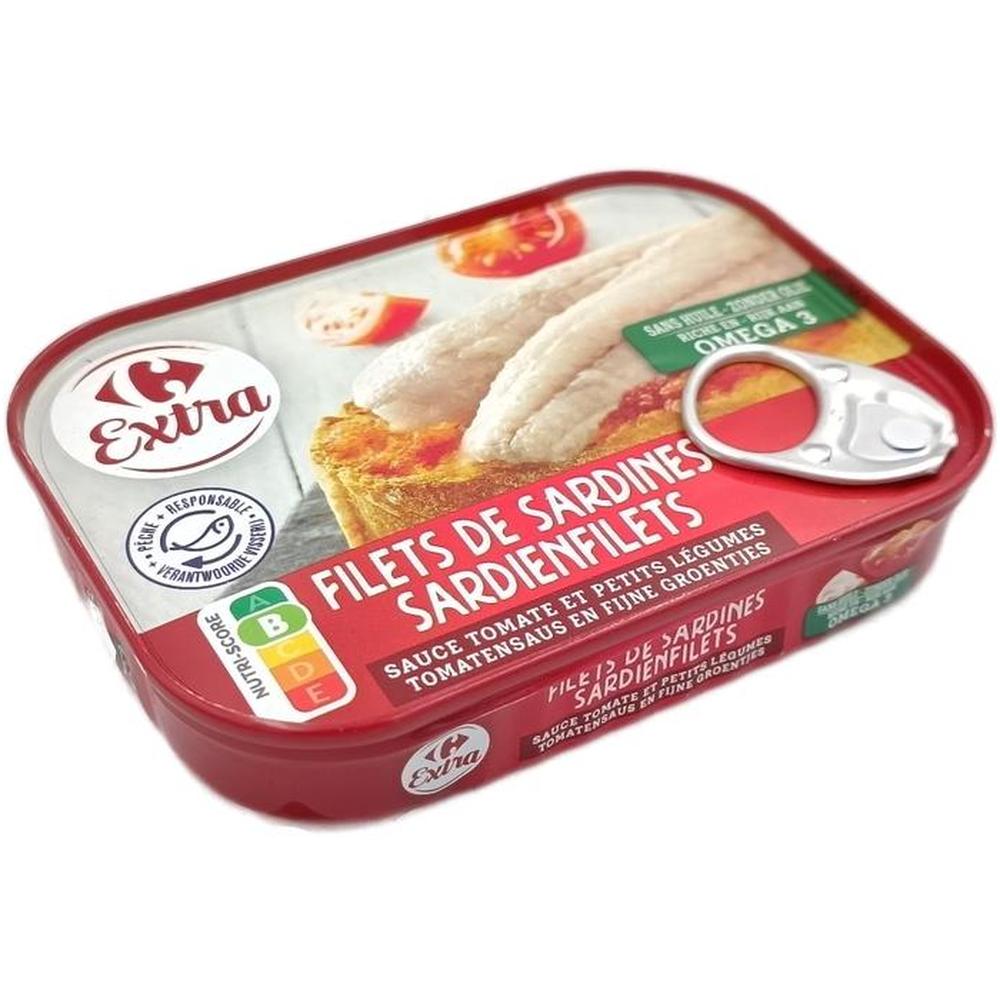 [704900] Filets de Sardine Sauce Tomate et Basilic Carrefour 100g