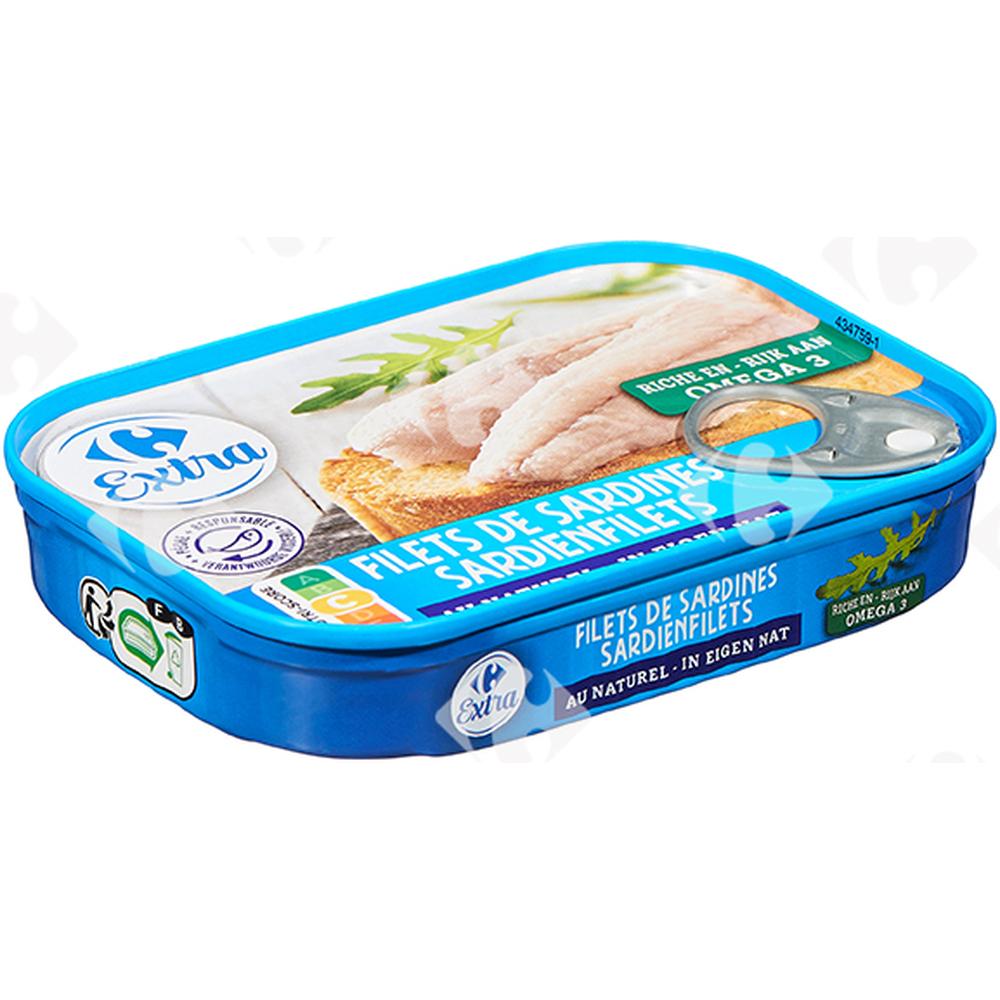 Filets de Sardines au Naturel Carrefour 70g.
