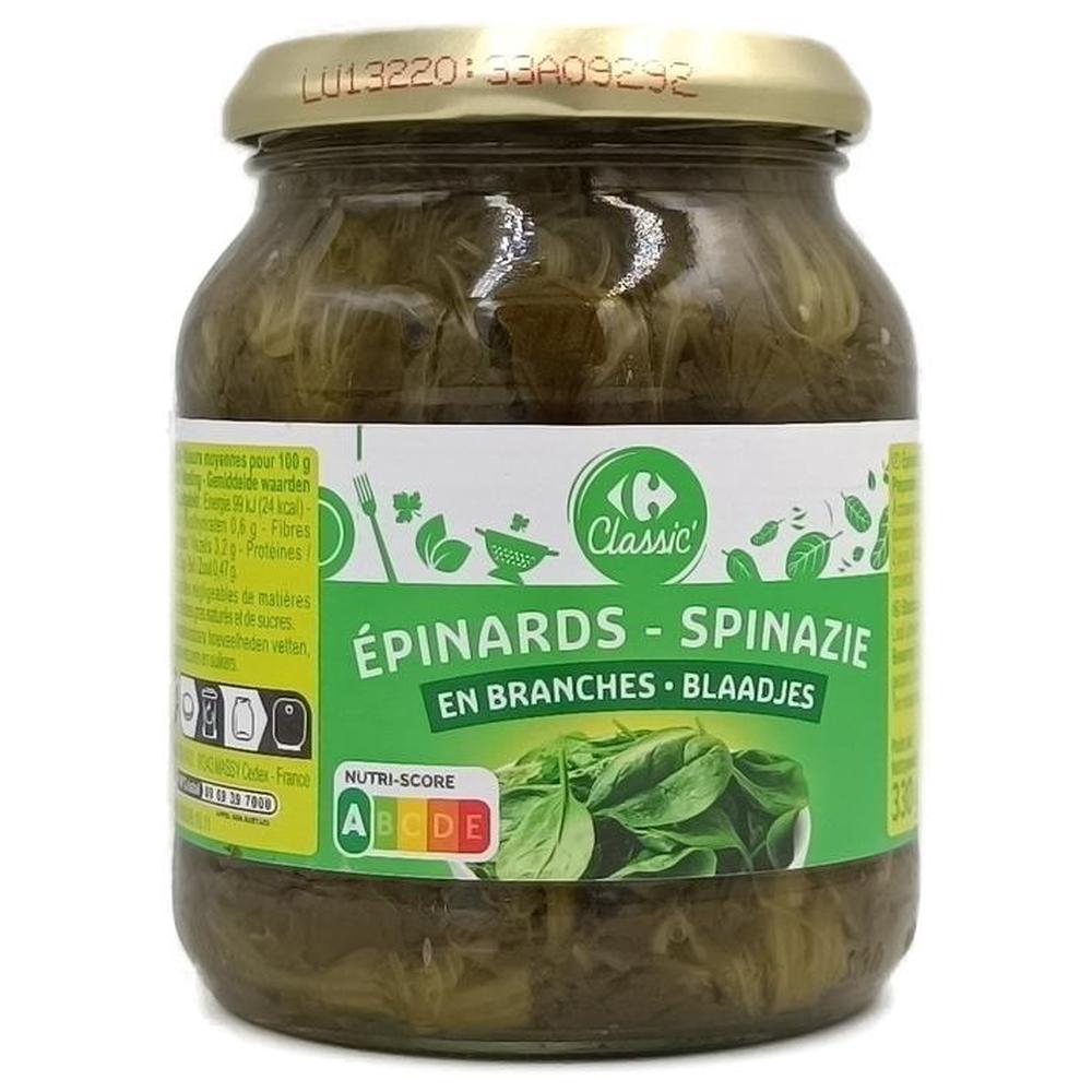 [704909] Épinards en Branches Carrefour 330g
