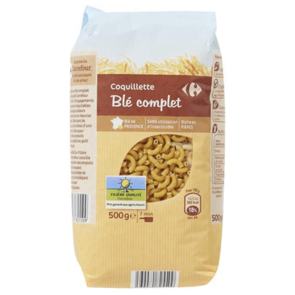 [644097] Pâtes Coquillette Blé Complet Carrefour 500g.