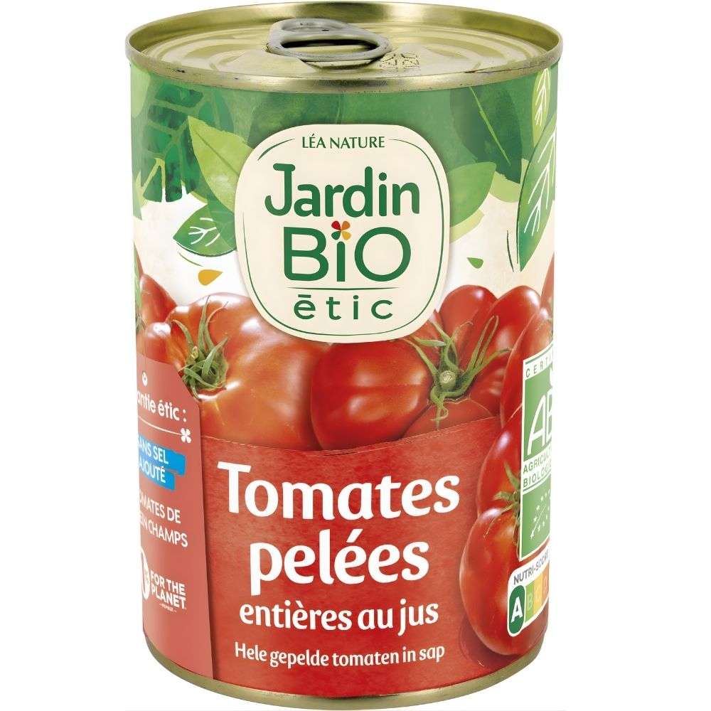 Conserve de Tomates Pelées Entières Jardin Bio 400g.