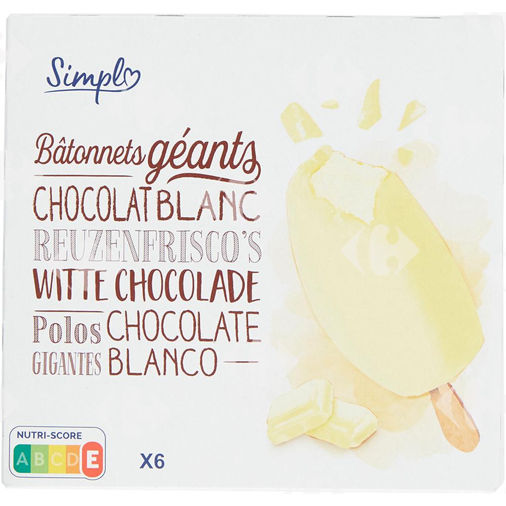 [531999] Bâtonnets Glace Chocolat Blanc Carrefour Blanc 6x120ml