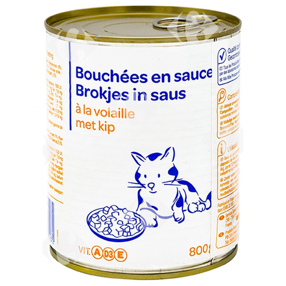 Pâtée Boulettes en Sauce à la Volaille pour Chats Carrefour Blanc 800g