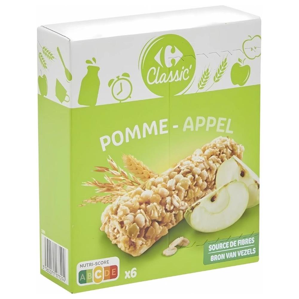 [710111] Barres de Céréales Saveur Pomme Verte Carrefour Classic 126g
