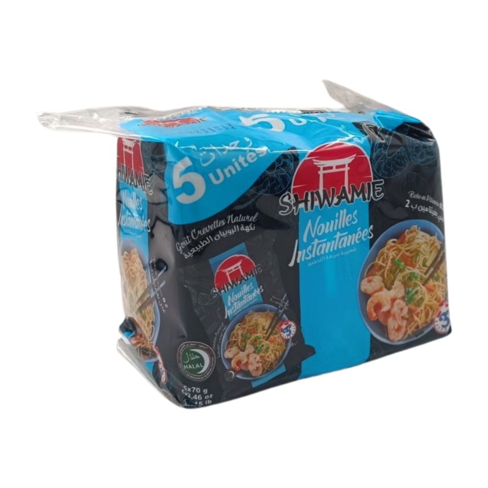 [707580] Nouilles Instantanées Crevettes Shiwamie 5x70g