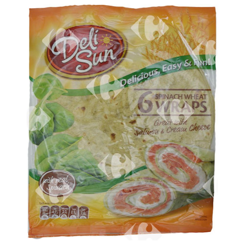 [518606] Wraps d'Épinard Deli Sun 360g 6 feuilles.