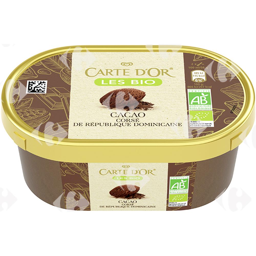Crème Glacée Cacao en bac les Bio Carte d'Or 450ml.
