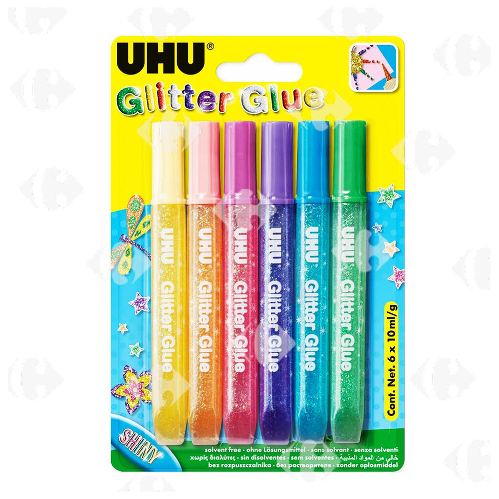 [405647] Colle Glitter Glue shiny UHU 10ml 6 unités