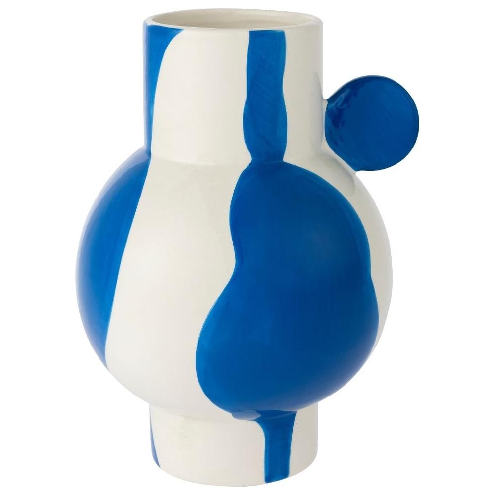 [716244] Vase en Porcelaine Blanc et Bleu Kasa 19cm