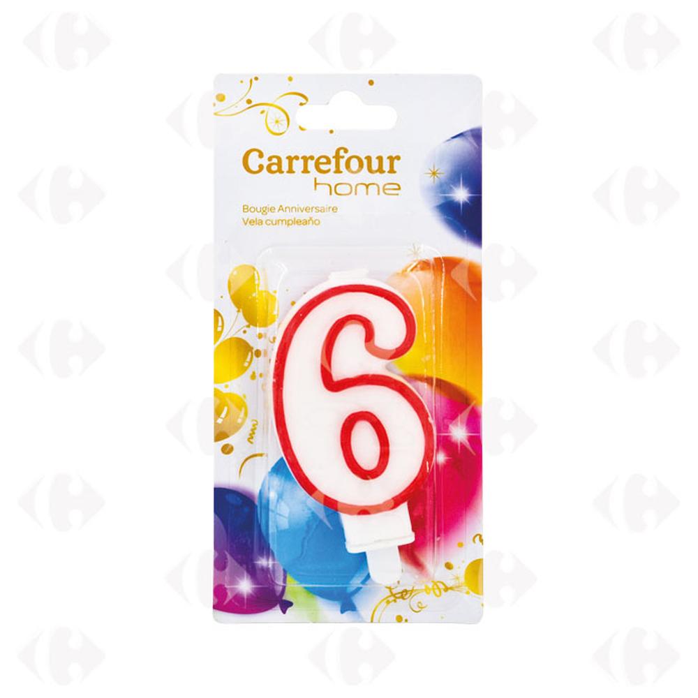 [187682] Bougie d'Anniversaire Chiffre 6 Carrefour Home 1 unité