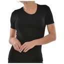 T-shirt Femme à Manches Courtes Col Rond avec Dentelle Noir - Taille XL