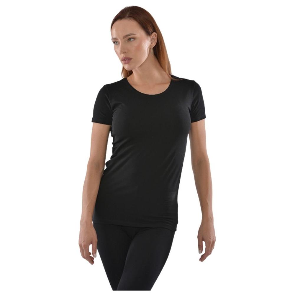 T-shirt Femme à Manches Courtes Col Rond Noir en Coton - Taille M