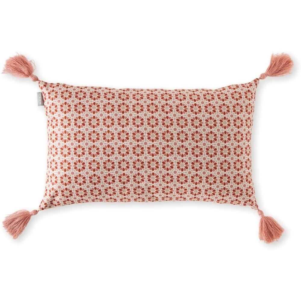 Coussin Géométrique Terracotta avec Pompon Kasa