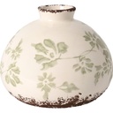 Vase Kasa en Céramique Blanc Fleurs Vertes 12cm