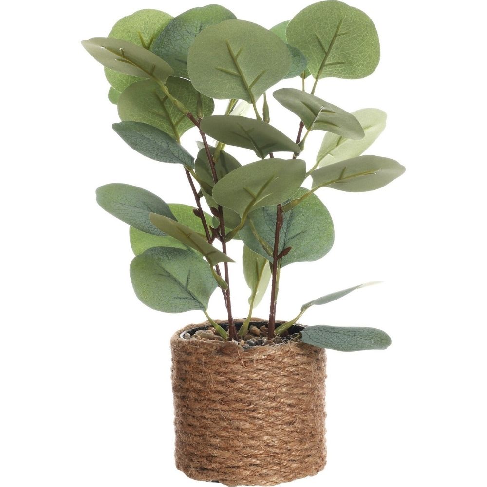 Pot Jute Feuilles Vertes Artificielles Kasa 24cm