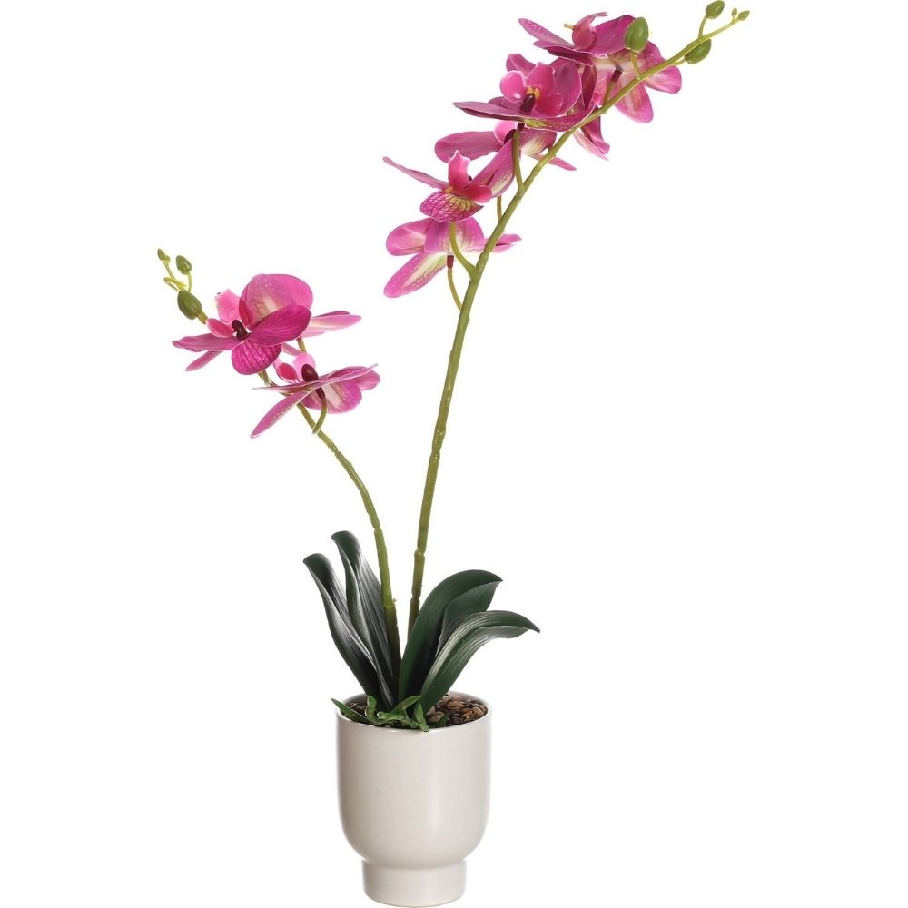 [731150] Pot Blanc Plante Artificielle Orchidée Rose Kasa